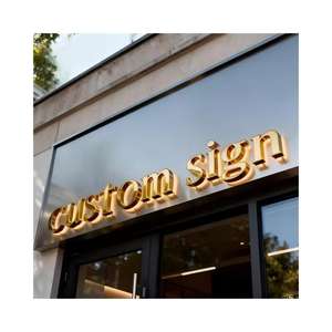 Enseignes électroniques en acrylique rétroéclairé avec lettres en relief, miroir doré, LED, signalisation murale extérieure, publicité LED, logo personnalisé pour les entreprises - Product Image 5