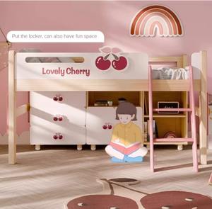 Armoire combinée de rangement multifonctionnelle pour <span class=keywords><strong>lit</strong></span> <span class=keywords><strong>mi</strong></span>-<span class=keywords><strong>hauteur</strong></span> <span class=keywords><strong>Lit</strong></span> pour enfants en bois massif <span class=keywords><strong>Lit</strong></span> amusant pour animaux de petite taille - Product Image 4