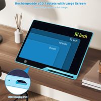 Tablette d'écriture LCD pour enfants, 16 pouces, rechargeable, écran plastique coloré, tablette de dessin éducative pour les enfants de 3 à 6 ans, garçons et filles