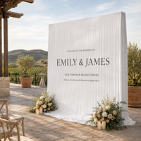 Rideau de fond personnalisé en tissu blanc pour cérémonie de mariage, fête, extérieur, pelouse, anniversaire, décoration de photomaton