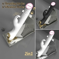 Vibrateur Lapin de Luxe Étanche IPX7 à Poussée Rapide, Double Stimulation Point G et Clitoridienne, Godemiché pour Femme, Plaisir Intense
