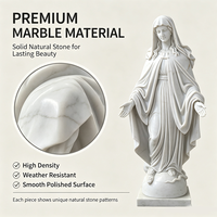 Sculpture de la Vierge Marie en marbre blanc brillant, statue artisanale de Notre-Dame de Grâce pour cimetière, chapelle, jardin, exposition