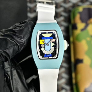 Modern Luxurious and Elegant Geometric Limited Edition 20mm <b>Rubber</b> Strap Color Automatic Mechanical <b>Watch</b> - Product Image 2