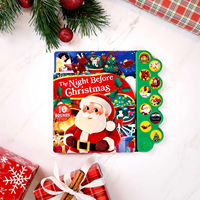 Livre sonore interactif sur le thème de Noël pour tout-petits, livre éducatif musical à couverture rigide, 10 boutons sonores, jouet d'histoire de Noël