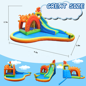 Happy <b>Inflatable</b> Bouncer,dinosaur Them Indoor Small Bouncer <b>Inflatable</b> <b>Water</b> <b>Slide</b> Oxford <b>Inflatable</b> Bouncer Ball Pit <b>Water</b> Slid - Product Image 2