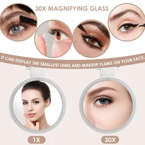 Espejo de Maquillaje con Luz LED Plegable de Doble Cara Personalizado 30X con 3 Modos de Iluminación Recargable - Product Image 4