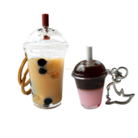 Porte-clés en gros en forme de tasse de thé au lait Boba 3D avec bulles flottantes et sable mouvant, pendentif de sac pour cadeaux, figurines miniatures et articles de magasin