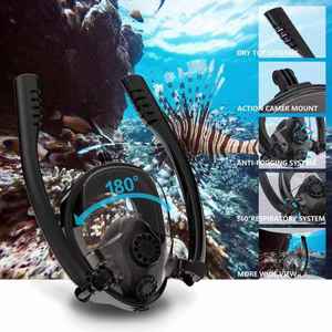 Consiglia occhialini nuoto con doppi tubi snorkel maschera subacquea per adulti freedive snorkel con supporto per fotocamera - Product Image 2