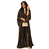 Ensemble Abaya à pois style Dubaï pour femmes musulmanes, mode islamique modeste, robe maxi élégante ample en trois pièces, cardigan