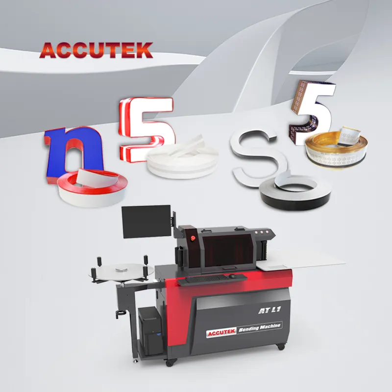 Máquina de dobrar letras corporativas 3D Accutek AT L1 cnc, serviço durável, perfil de alumínio, dobrador de sinal luminoso, led neon, dobradeira de letras corporativas