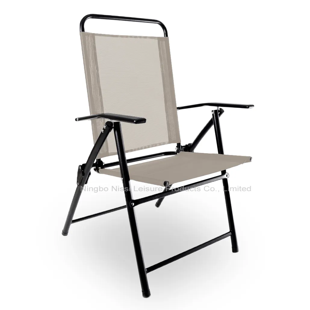 3 pozisyon açık katlanabilir Metal Teslin demir çelik Bistro Patio bahçe katlanır sandalye