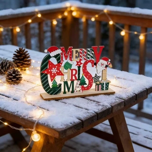 Decorazioni <span class=keywords><strong>Natalizie</strong></span> <span class=keywords><strong>in</strong></span> <span class=keywords><strong>Legno</strong></span> con Scritta 'Merry Christmas' Dipinte a Mano, Direttamente dalla Fabbrica, Ecologiche e Durevoli - Product Image 5