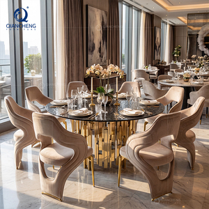 Projet personnalisé Hôtel Café Bar Restaurant Mobilier de luxe au design moderne <span class=keywords><strong>Ensemble</strong></span> table à manger et chaises de mariage en acier inoxydable - Product Image 3