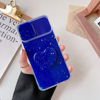 Nouvel arrivage Étui de téléphone portable liquide avec accessoires de béquille en forme de coeur Couverture arrière pour iPhone 11 12 13 14 15 16 17 Pro Max