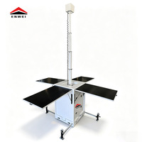 Torre Solar Móvil Impermeable para Sistemas Fuera de Red, Mástil Manual de 6m, Paneles Solares de 4x350W, Inversor de 1000W para Ingeniería Temporal