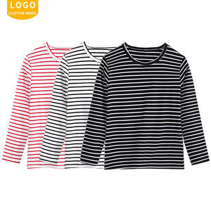 T-shirt con Design a <span class=keywords><strong>righe</strong></span> all'ingrosso da uomo oversize a manica lunga rossa a <span class=keywords><strong>righe</strong></span> <span class=keywords><strong>bianche</strong></span> t-shirt con Logo stampato ricamato - Product Image 6