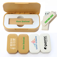 Unidad Flash USB de Alta Velocidad de Doble Uso OTG, Material Ecológico de Paja de Trigo, Logotipo Personalizado, Giratoria, 32 GB, 64 GB, 128 GB, Tipo C