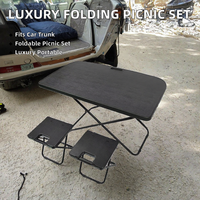 Ensemble table et chaises de pique-nique pliantes portables de luxe, modernes, en plastique, petit coffre, table de camping autoportante, intérieur de voiture Tesla Model Y