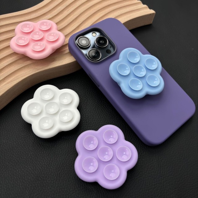 Silicone Waterproof Suction Phone Stand Foldable Desk Car Grip Holder Strong Adhesive Suction Cup Portable Universal Mount