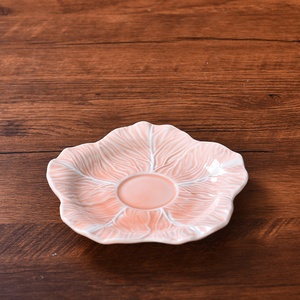 Vente directe usine Lelyi : Service de table en céramique rose créatif motif chou, avec décor sous glaçure et relief de veines de feuille, pour le thé de l'après-midi - Product Image 6