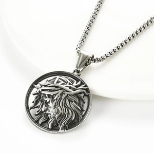 Collar con Colgante <span class=keywords><strong>de</strong></span> Acero Inoxidable <span class=keywords><strong>de</strong></span> Jesucristo, Regalo Religioso, Corona <span class=keywords><strong>de</strong></span> Espinas Vintage, Medalla <span class=keywords><strong>de</strong></span> Oración, Cadena <span class=keywords><strong>de</strong></span> 24 Pulgadas - Product Image 3