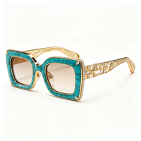 Lunettes de soleil carrées unisexes de luxe en acétate, style vintage, avec pierres bleues naturelles, faites à la main, accessoires de mode, vente chaude