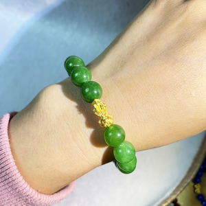 สร้อยข้อมือทำมือประดับด้วยจี้ทองคำแท้ 24k พร้อมลูกปัดพลอยประจำเดือนเกิด ดีไซน์เรียบหรูจากธรรมชาติ ขายส่ง - Product Image 1