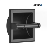 Portarrollos de Papel Higiénico Empotrado en la Pared, Acero Inoxidable SUS304, Acabado Negro Mate, Accesorios de Baño