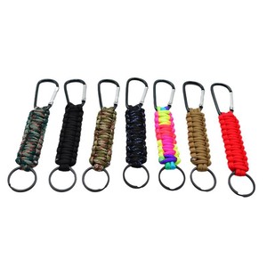 Paracord Carabiner Keychain Black Zinc Alloy Seven Core Braided Key Ring Hook Outdoor Survival Gear - Product Image 2