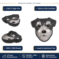 Bol pour animaux de compagnie en céramique en forme de Schnauzer personnalisé, peint à la main, en porcelaine, gamelle de luxe artistique pour chien et chat, vente en gros