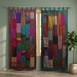 Star Supplier ผ้าม่าน Kantha,งานเย็บปะสำหรับประตูผ้าไหมสไตล์วินเทจ - Product Image 4