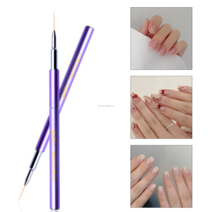 Pinceau professionnel pour détails et lignes, manche métallique violet, poils en nylon, 5mm 11mm 15mm 25mm, ultra-fin pour nail art - Product Image 2