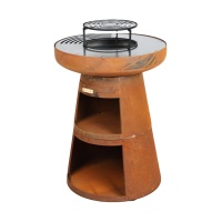 Nouveau produit 3 en 1 multifonctionnel pour le jardin, brasero plancha rond en acier corten avec grille de cuisson pour l'extérieur