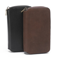 Étui de rangement zippé pour 2 montres, ensemble pour couple, expédition immédiate, étui à montres de luxe en cuir véritable Crazy Horse, protection en velours