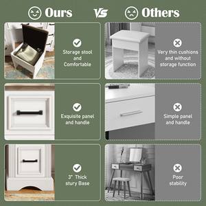 Festival de Compras de Marzo: Tocador de <span class=keywords><strong>Maquillaje</strong></span> Estilo Rústico de 47.2 Pulgadas, Mesa de <span class=keywords><strong>Maquillaje</strong></span> <span class=keywords><strong>con</strong></span> <span class=keywords><strong>Espejo</strong></span> LED Deslizante, Almacenamiento y Taburete - Product Image 6