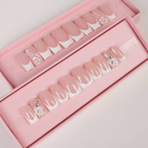 Vente en gros <span class=keywords><strong>faux</strong></span> ongles courts en acrylique fini <span class=keywords><strong>gel</strong></span> UV ongles design à pression à la main en ABS réutilisables pour doigts - Product Image 5