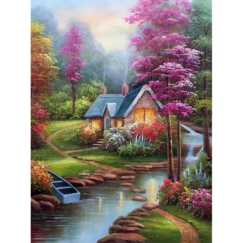 Алмазная живопись «Дом в лесу»