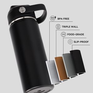 Bouteille d'eau isotherme en acier inoxydable de 24 oz, à large ouverture, double paroi sous vide, avec paille en silicone, anti-transpiration et anti-fuite, sans BPA - Product Image 1