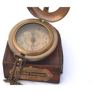 Boussole solaire à bouton-poussoir en laiton ALFA NAUTICAL, finition antique, 3 pouces, pour la navigation et la randonnée - Product Image 3