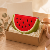 Maßgefertigte Plüsch-Wassermelonen-Geldbörse in Scheibenform mit Bestickten Samen Reißverschluss-Tasche für Kinder Geschenk OEM