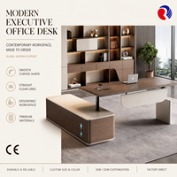 Bureau de direction avec plateau flottant, rangement latéral et design bicolore contemporain