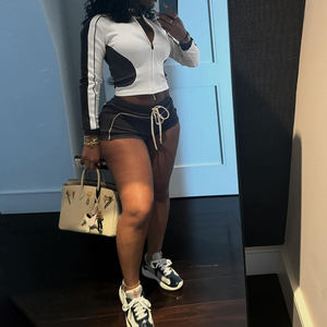 ชุดเซ็ต 2 ชิ้น คอลเลคชั่นใหม่ล่าสุด ฤดูใบไม้ร่วง Kliou K24S54894 เสื้อแขนยาวติดซิป ชุดลำลองสำหรับผู้หญิง - Product Image 4