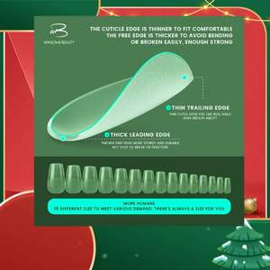 Kuku Palsu Gel Baru dengan Garis Pembatas Tengah 300pcs X Set Ujung Kuku Penutup Penuh yang Praktis - Product Image 1