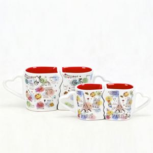 Set di Tazze in Ceramica Personalizzabili con Manico, Stile Parigi, Monumenti Cittadini, Souvenir Turistico, <span class=keywords><strong>Coppia</strong></span> <span class=keywords><strong>che</strong></span> <span class=keywords><strong>si</strong></span> <span class=keywords><strong>Bacia</strong></span> - Product Image 4