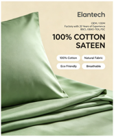 Parure de lit luxueuse en satin 100% coton 60S, draps en coton biologique