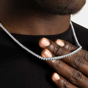 Collar de Cadena Cubana de 3mm, Aleación de Zinc, CZ/Moissanita, Unisex, Cierre de Caja, Joyería de Moda, Regalo, 23g, Venta al por Mayor, Lujoso, Estilo Hip Hop - Product Image 5