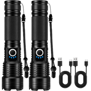 XHP70 Tactical <b>Flashlight</b> Aluminum Alloy IP67 Waterproof Zoomable Adjustable Focus 500-600M Beam Distance USB Rechargeable <b>LED</b> - Product Image 1