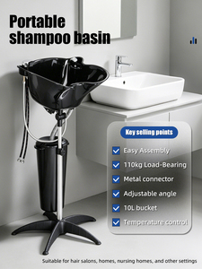 Évier à shampoing portable en plastique profond, personnalisé, directement de l'usine, avec support et réservoir d'eau, pour équipement de salon de coiffure - Product Image 2