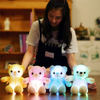 Vente en gros d'adorables jouets en peluche oursons rougeoyants en peluche super douce avec rembourrage en coton PP emballés dans un sac OPP