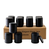 Bocaux en verre noir mat de 8 oz sans PFAS avec couvercles, résistants à la chaleur, écologiques, pour la fabrication de bougies de Noël, les soins de la peau, les cadeaux de mariage, le bricolage